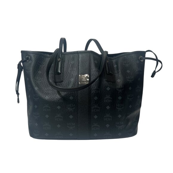 $730 MCM Black Monogram Liz Shopper Visetos Reversible Tote Medium w/ Pouch - Picture 1 of 11